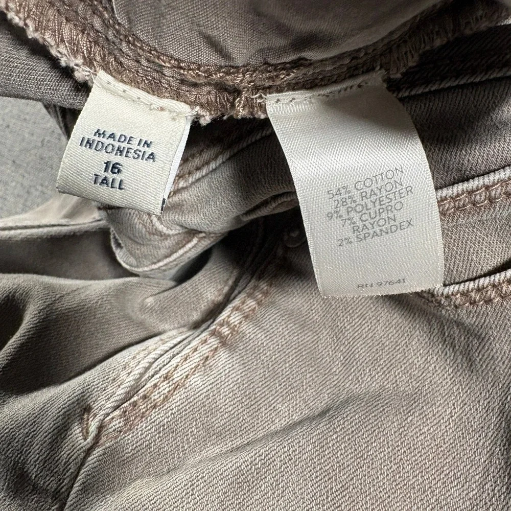 J.Jill Authentic Fit Slim Ankle Jeans‎ Womens 16T Taupe Gray Stretch Denim Tall